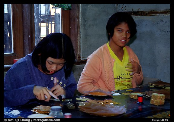 The golden leaves factory. Mandalay, Myanmar