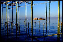 Stilts huts and temple. Inle Lake, Myanmar