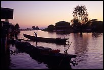 Sunset on the canal at Nyaungshwe. Inle Lake, Myanmar (color)