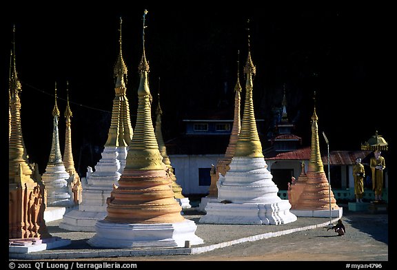 Stupas in Kalaw. Shan state, Myanmar (color)