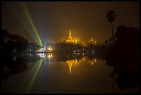 Kandawkyi Lake and 2014 new year lasers. Yangon, Myanmar ( color)