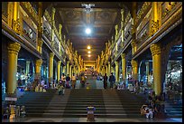 Eastern stairway bordered by souvenir stalls, Shwedagon Pagoda. Yangon, Myanmar