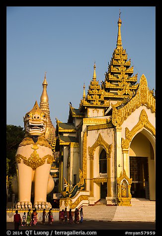 West gate, Shwedagon Pagoda. Yangon, Myanmar (color)