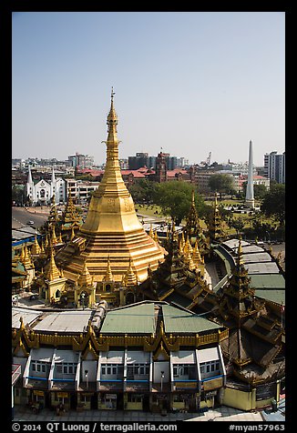 Sule Paya, Emmanuel Baptist Church, Independence Monument. Yangon, Myanmar (color)