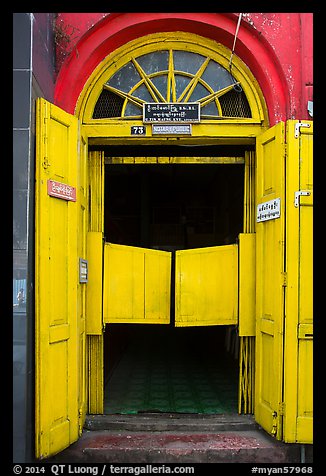 Colorful doorway. Yangon, Myanmar (color)