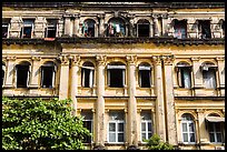 Facade of colonial-area building. Yangon, Myanmar ( color)