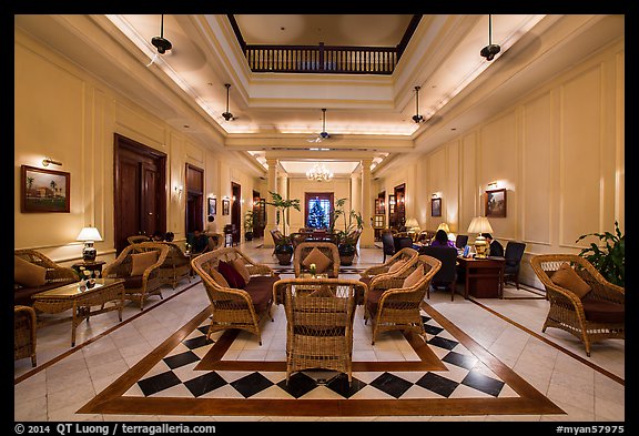 Lobby of the Strand Hotel. Yangon, Myanmar (color)