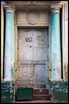 Door framed with columns. Yangon, Myanmar ( color)