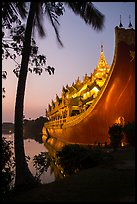 Karaweik Hall at sunset. Yangon, Myanmar ( color)