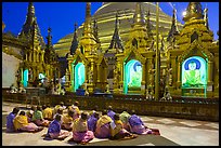 Nuns praying, Shwedagon Pagoda. Yangon, Myanmar ( color)
