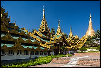 Southern stairway and main Stupa, Shwedagon Pagoda. Yangon, Myanmar