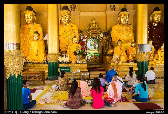 Praying at a Devotion Hall. Yangon, Myanmar (color)
