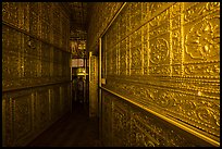 Mirrored maze-like walkway inside Botataung Pagoda. Yangon, Myanmar ( color)