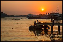 Botataung Pier at sunset, Yangon River. Yangon, Myanmar ( color)