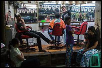 Barbershop at night. Yangon, Myanmar ( color)