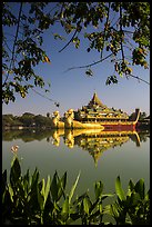 Karawiek Hall, replica of Pyigyimon royal barge on Kandawgyi Lake. Yangon, Myanmar ( color)