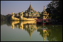 Shrine and Karawiek Hall. Yangon, Myanmar ( color)