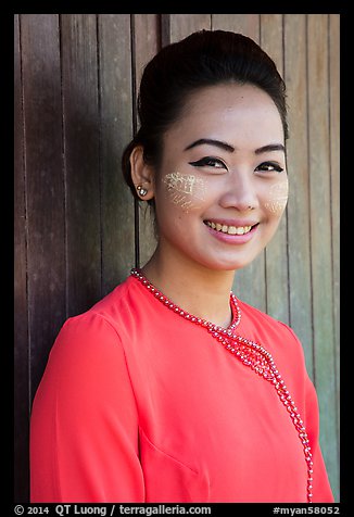 Portrait of young modern burmese woman. Yangon, Myanmar (color)