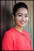 Portrait of young modern burmese woman. Yangon, Myanmar ( color)