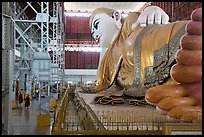 229-feet long reclining Buddha statue, Kyaukhtatgyi Pagoda. Yangon, Myanmar ( color)