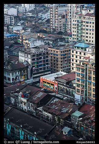 Downtown appartment buildings from above. Yangon, Myanmar (color)