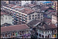 Old appartment buildings from above. Yangon, Myanmar ( color)