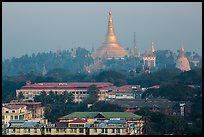 Singuttara Hill topped by Shwedagon Pagoda. Yangon, Myanmar
