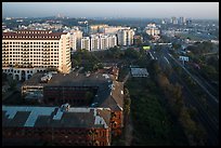 Old railway station and new appartment buildings from above. Yangon, Myanmar ( color)