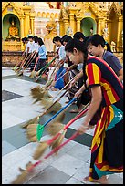 Floor sweepers, Shwedagon Pagoda. Yangon, Myanmar