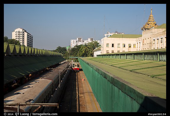 Central train station tracks. Yangon, Myanmar (color)