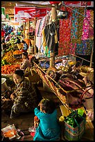 Infant sleeping in cradle in Nyaung U market. Bagan, Myanmar ( color)