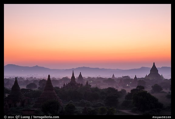Archeological area at sunset. Bagan, Myanmar (color)