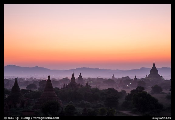 Archeological area at sunset. Bagan, Myanmar