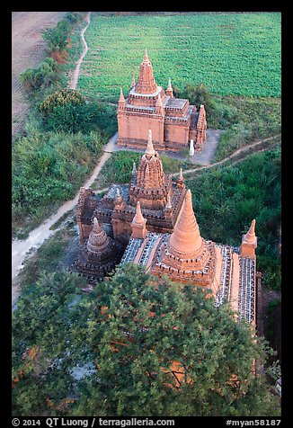 Small temple complex seen from above. Bagan, Myanmar