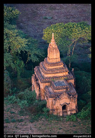 Aerial view of a small temple. Bagan, Myanmar