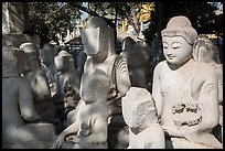 Buddha statues in various stages of completion on Marble street. Mandalay, Myanmar ( color)
