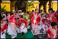 Young girls during novitiation, Mahamuni Pagoda. Mandalay, Myanmar ( color)