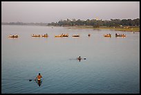 Rowboats on Taungthaman Lake. Amarapura, Myanmar ( color)