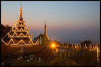 Sutaungpyei Pagoda on top of Mandalay Hill at dawn. Mandalay, Myanmar ( color)