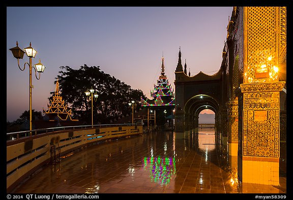 Terrace of Sutaungpyei Pagoda at dawn. Mandalay, Myanmar (color)