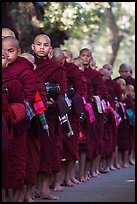 Monks lining up with alms bowls, Mahagandayon Monastery. Amarapura, Myanmar ( color)