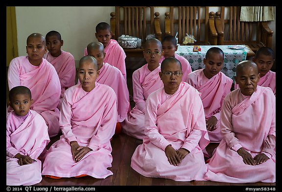 Women scholars, Zayar Theingi Nunnery, Sagaing. Myanmar (color)