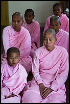 Nuns of various ages, Zayar Theingi Nunnery, Sagaing. Myanmar ( color)