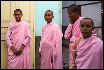 Nuns and pastel walls, Zayar Theingi Nunnery, Sagaing. Myanmar ( color)