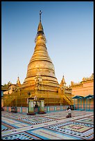 Man praying at main stupa of Soon U Ponya Shin Pagoda. Myanmar ( color)
