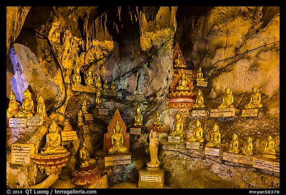 Some of 8,000 buddha images in Pindaya Caves. Pindaya, Myanmar (color)