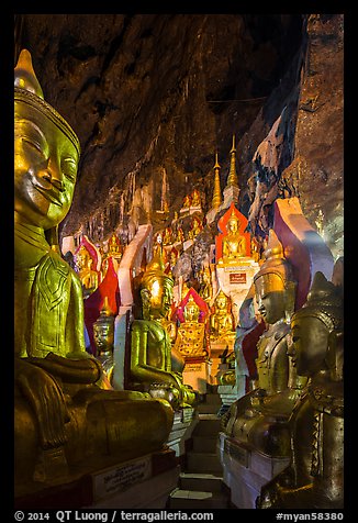 Labyrinth of buddha images in Pindaya Caves. Pindaya, Myanmar (color)