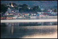 Town and ripples on Pone Tanoke Lake. Pindaya, Myanmar ( color)