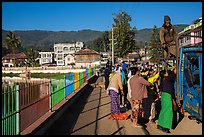 Women loading truck near market. Pindaya, Myanmar ( color)