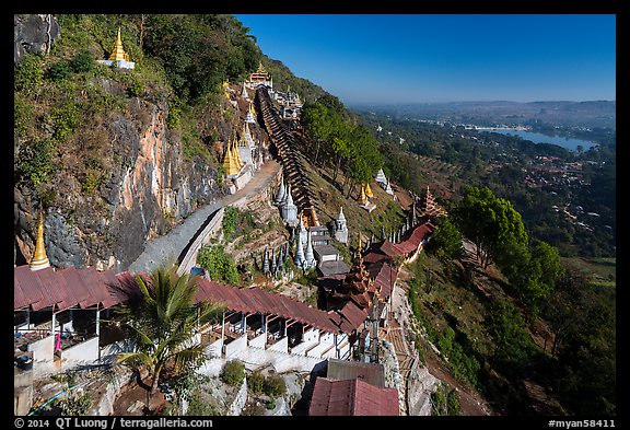 Access stairway to Pindaya Cave and Pone Tanoke Lake. Pindaya, Myanmar (color)